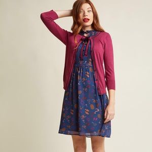 Modcloth Tie-Neck Cardigan in Berry